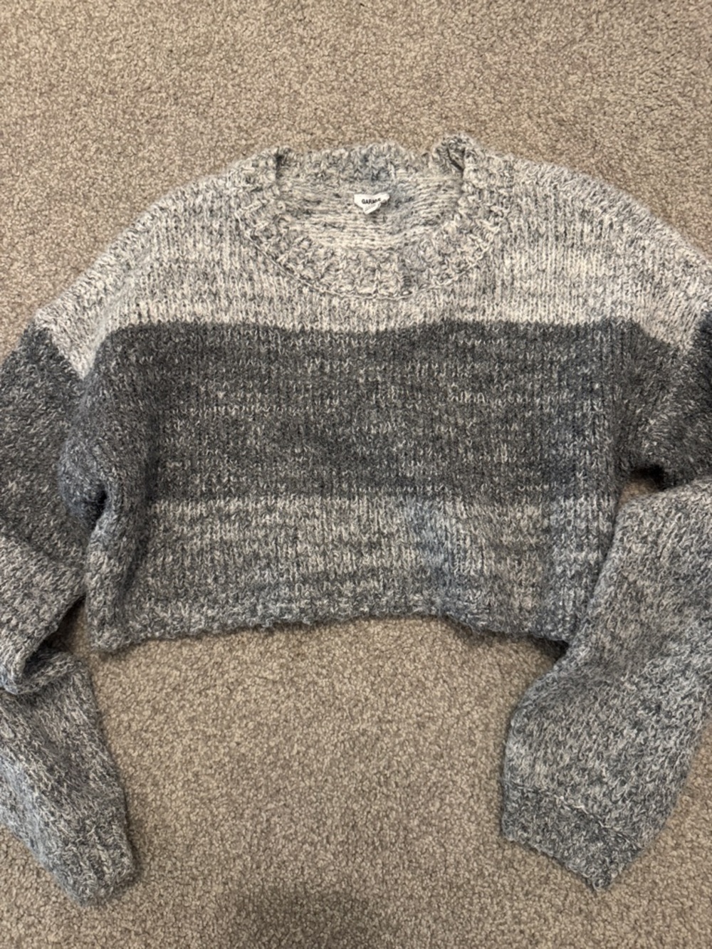 Garage Two-Tone Gray Marled Cropped Crewneck Sweater